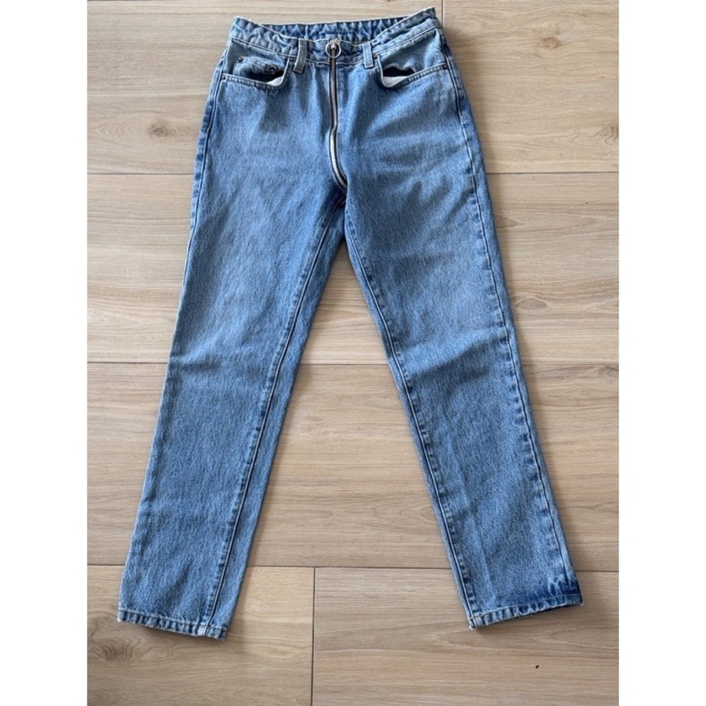 Carmar Denim Women Exposed Front Zip Straight Leg High Rise Jeans Blue Size 25‎